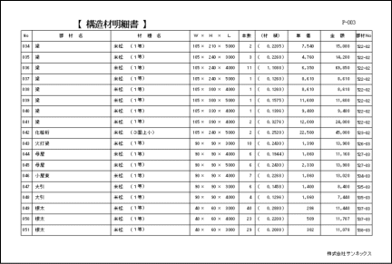 構造材明細書